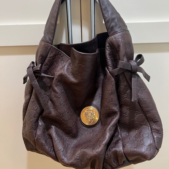 Gucci Chocolate leather Guccissima satchel - Picture 1 of 5